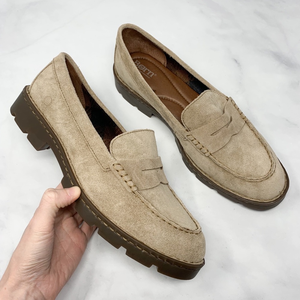 NEW Born Suede Lug Platform SlipOn Penny Loafer 11